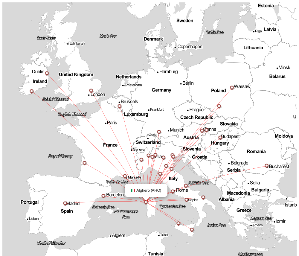 Flight map for AHO