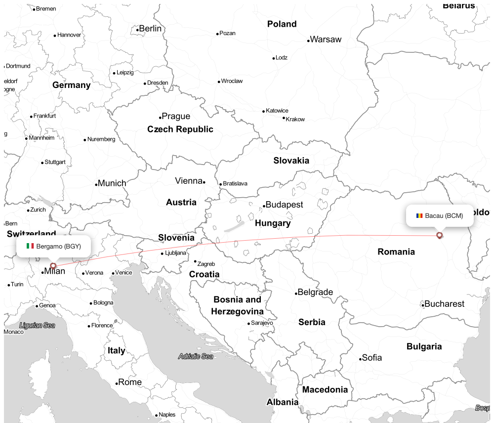 Flight map for DNA421 DN421