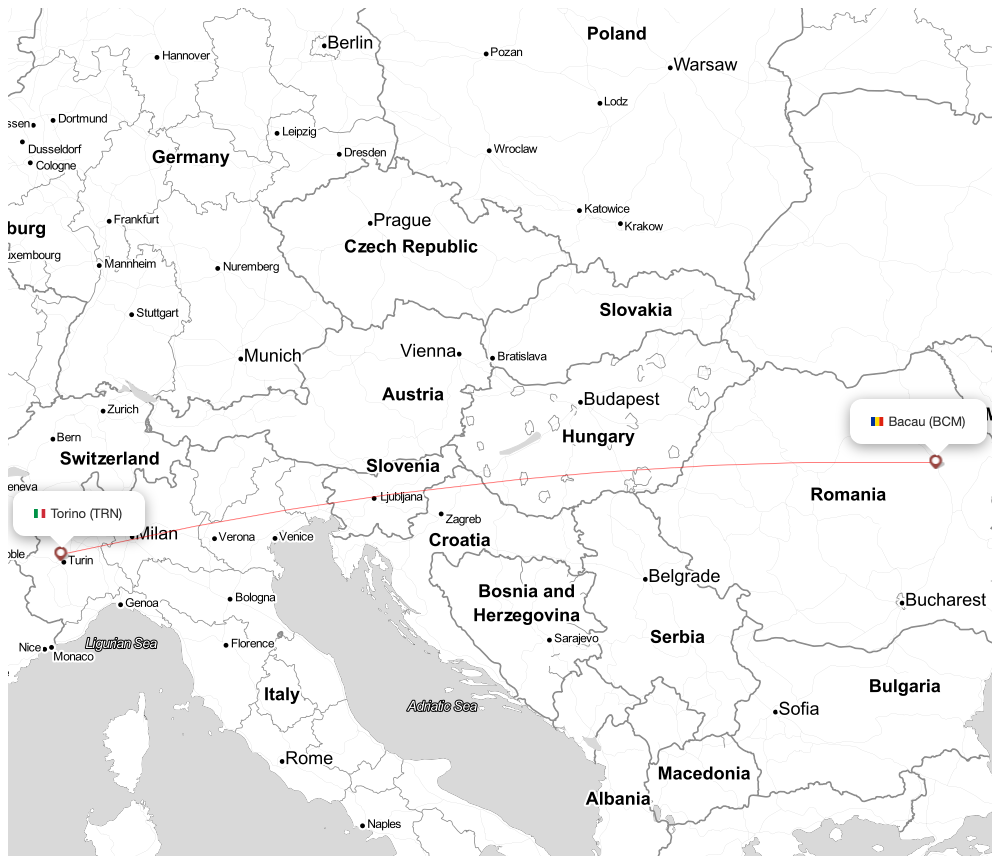 Flight map for DNA405 DN405