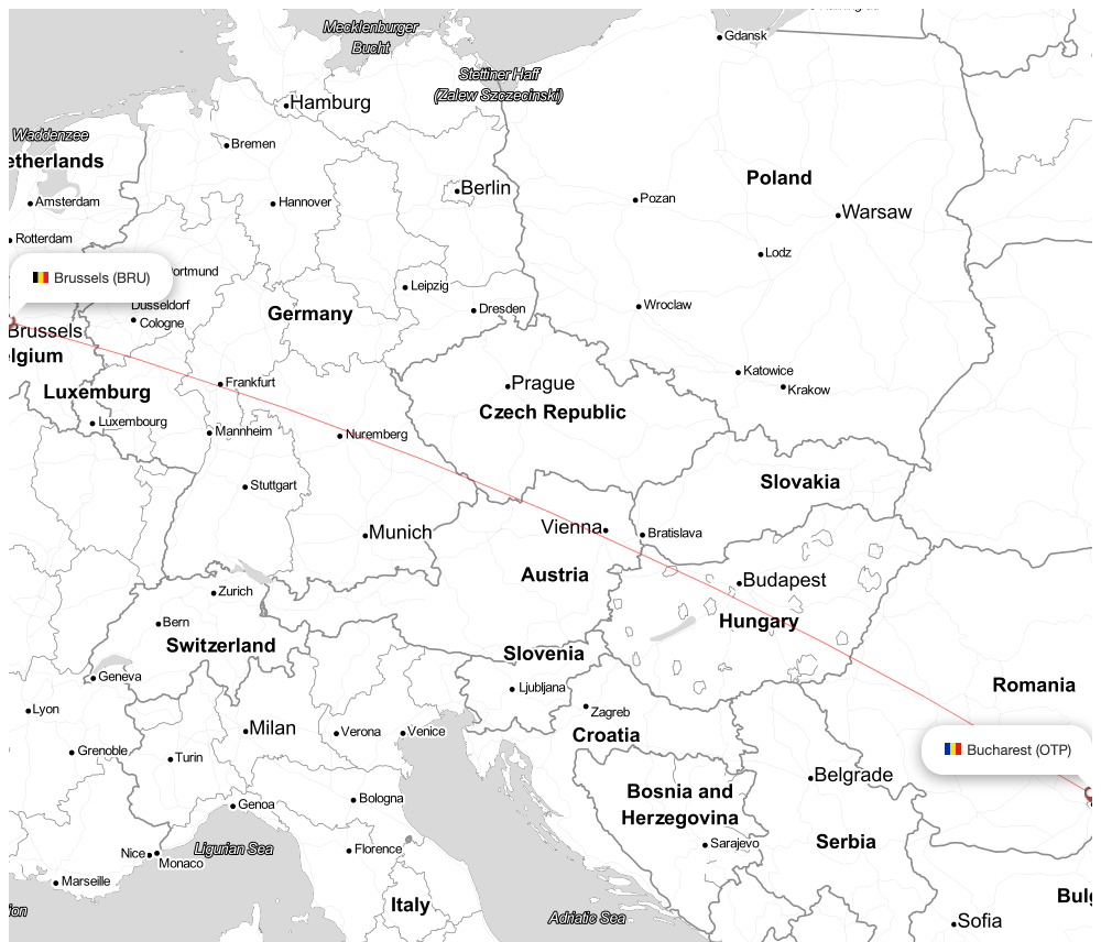Flight map for ROT374 RO374