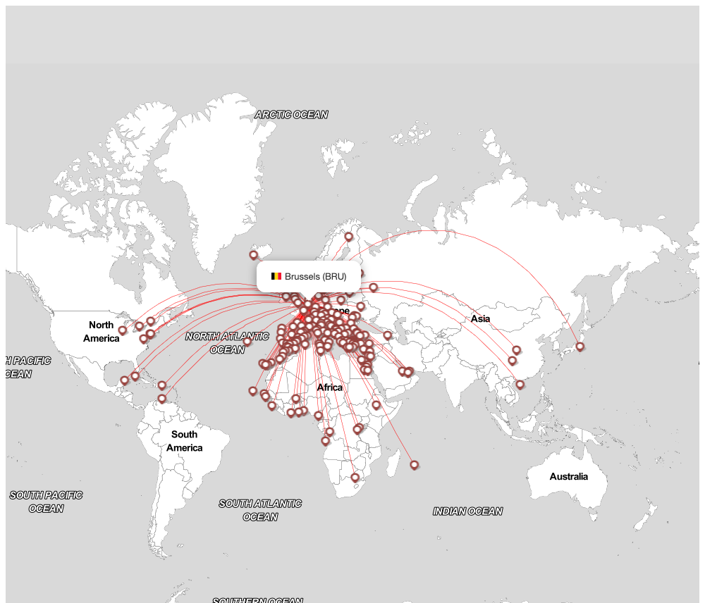 Flight map for BRU
