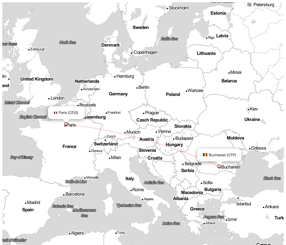 Flight map for AFR1888 AF1888