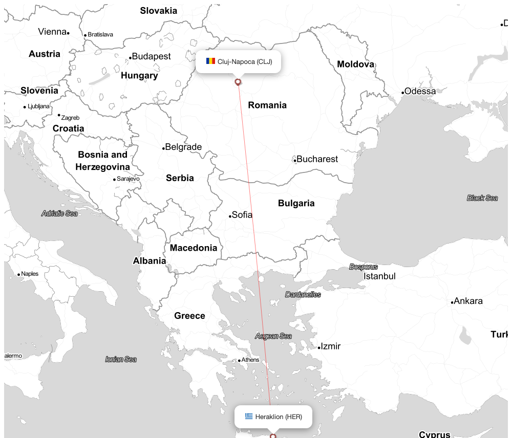 Flight map for WMT3323 W43323