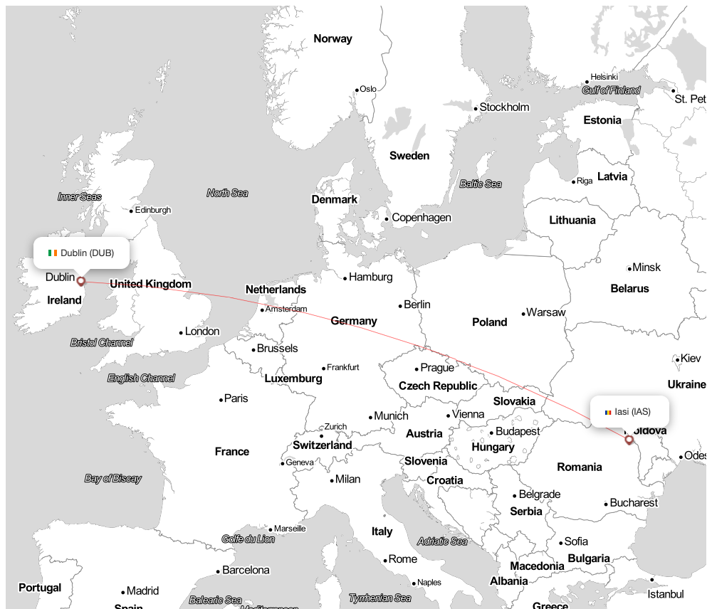 Flight map for HYS243 H4243
